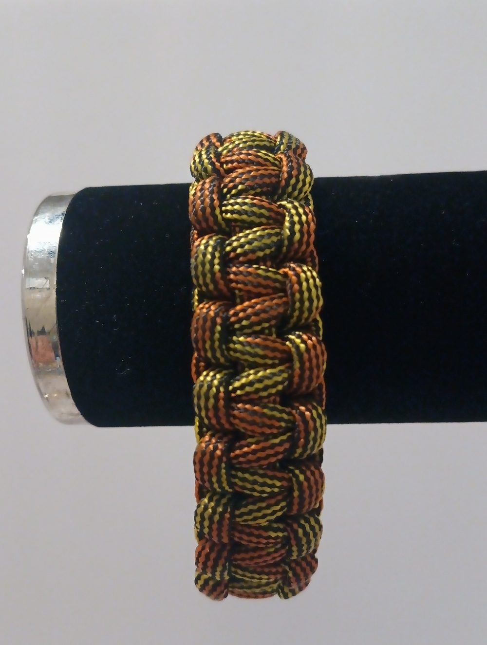 Handwoven Orage and Yellow-green Paracord Bracelet - Men Accessories